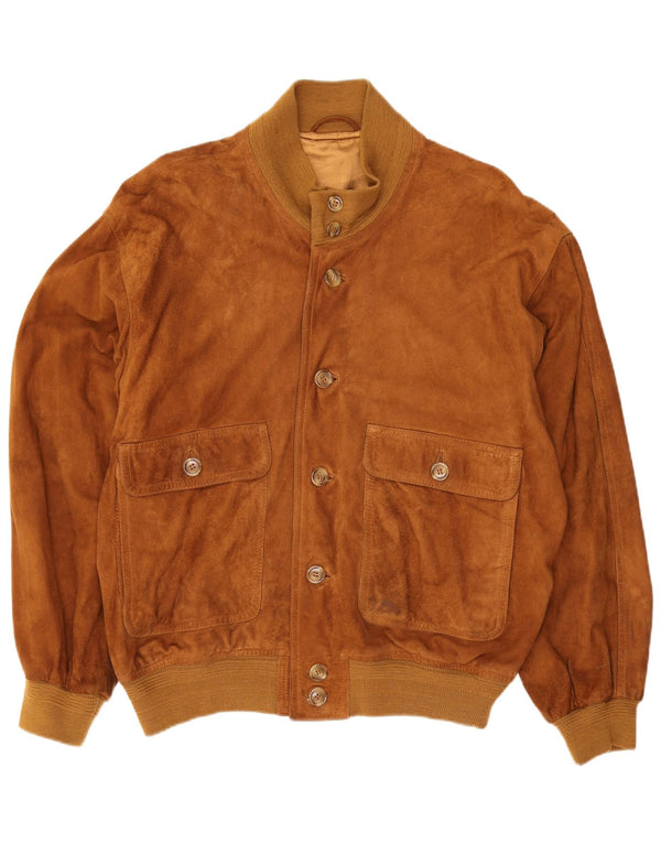 Vintage Herren Wildleder Bomberjacke IT 48 Medium Beige