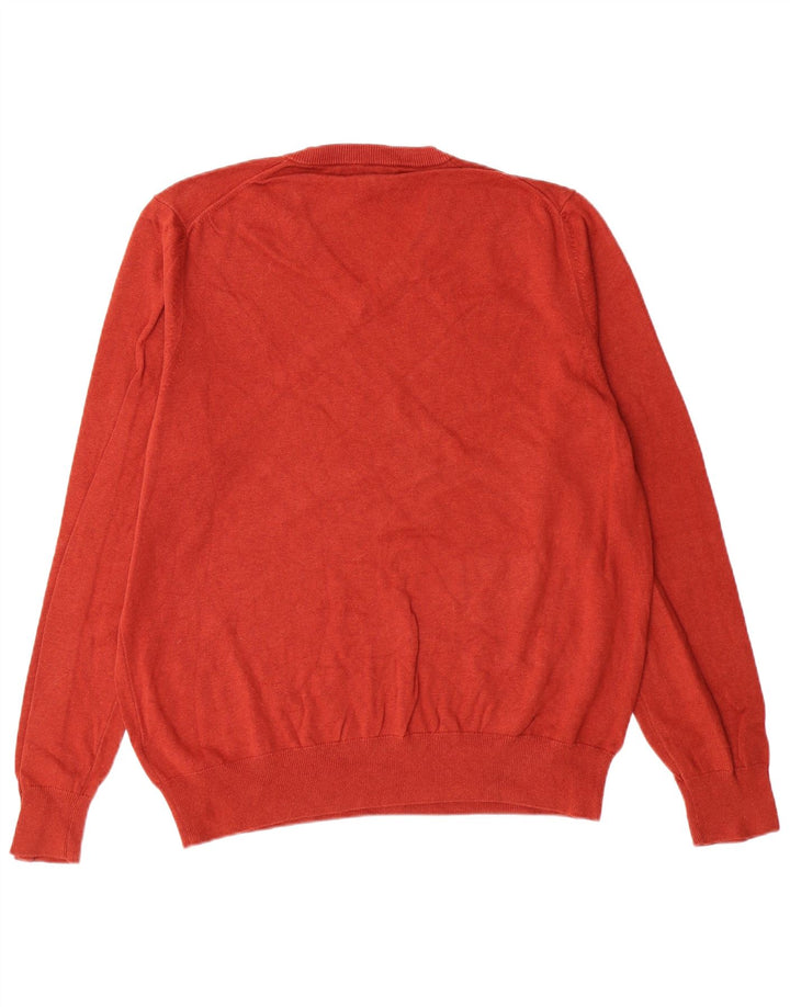 Marks & SPENCER Herren-Pullover mit V-Ausschnitt, XL, rot, Baumwolle, klassisch