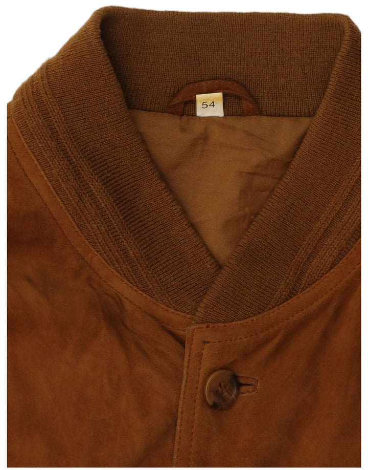 Vintage Herren Wildleder Bomberjacke IT 54 2XL Braun
