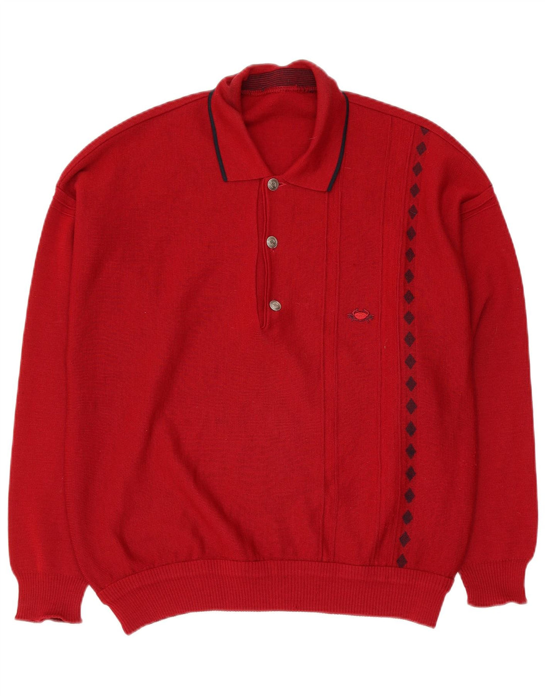 Vintage Herren Rollkragenpullover Pullover mittelrot geometrisch
