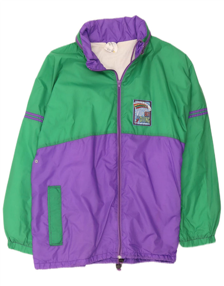 Marcel Clair Herren Regenjacke UK 40 Large Grün Colourblock Polyamid