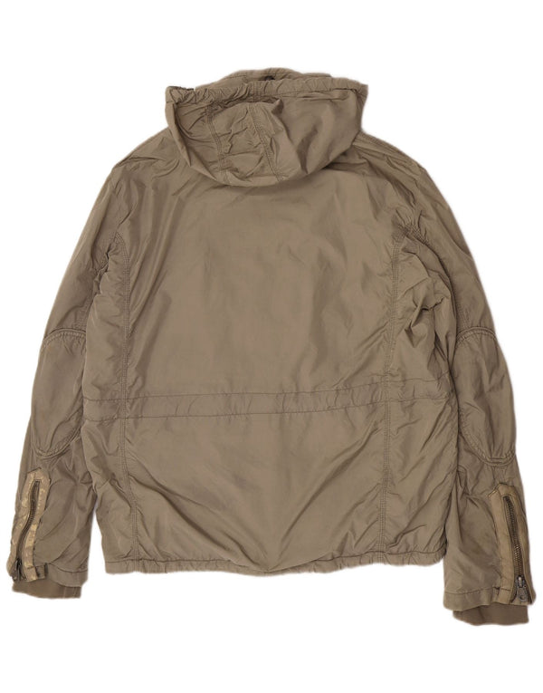 Zara Herren-Windbreakerjacke mit Kapuze, UK 44 2XL, graues Nylon
