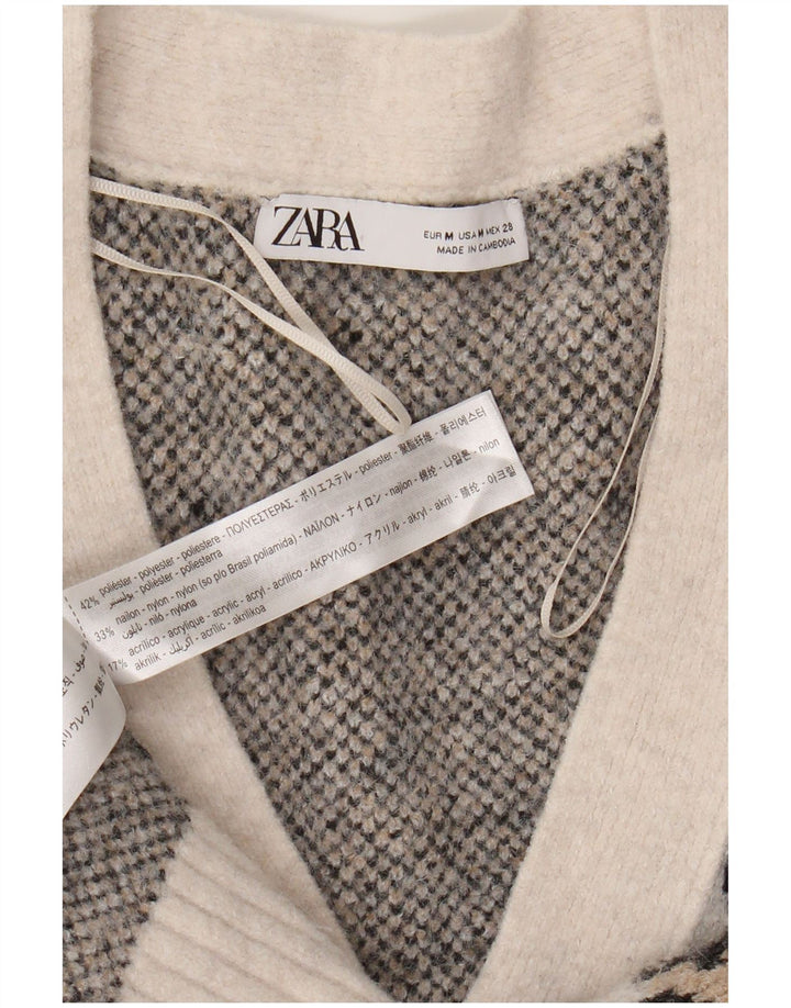 Zara Damen-Strickjacke in Übergröße, Gr. 14, Mittelweiß, Tiermuster
