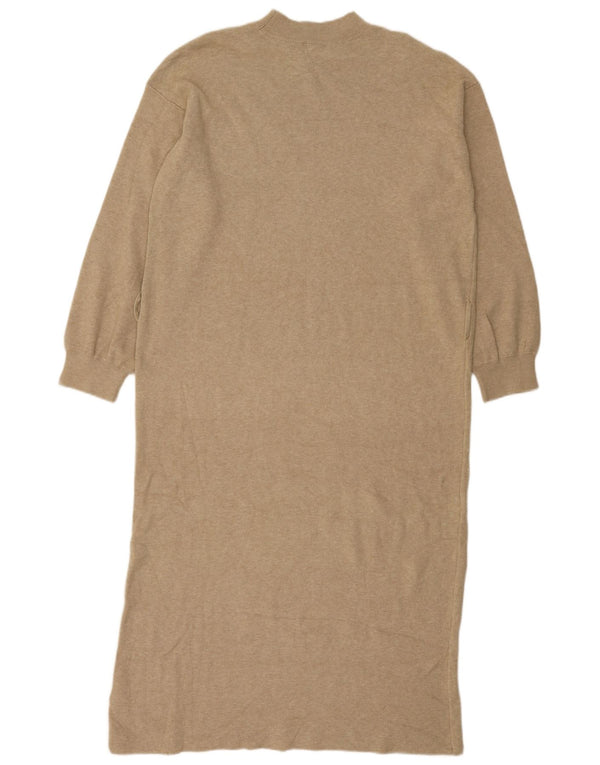 Marks & Spencer Damen Langarm-Pulloverkleid UK 16 Large Beige Viskose
