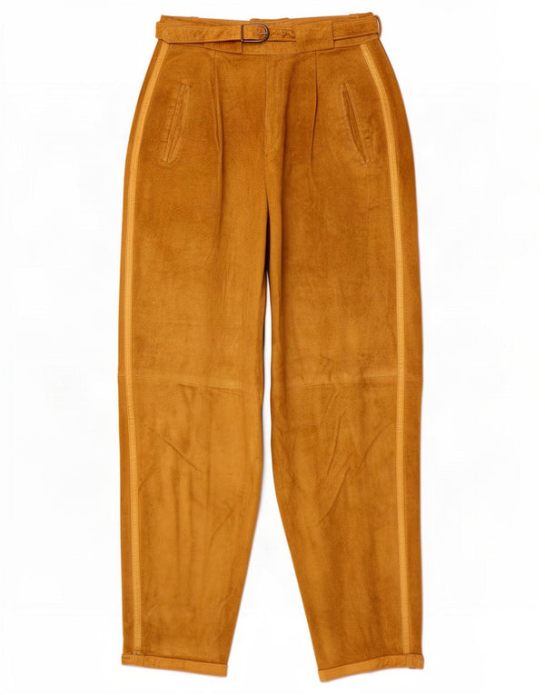Vintage Damen Wildlederhose mit hoher Taille IT 42 Medium W24 L27 Braun
