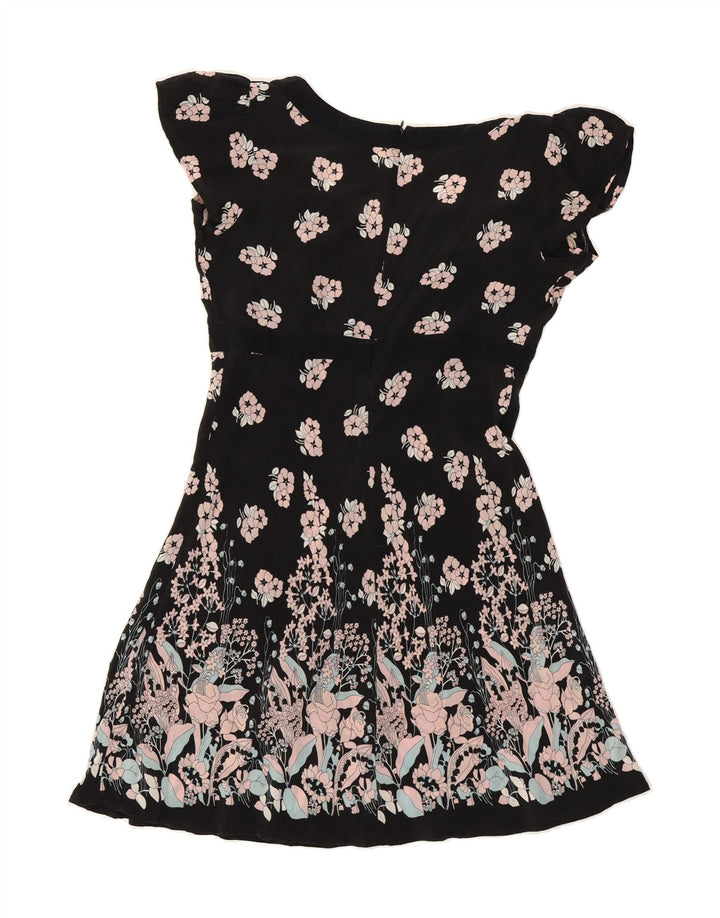 WAREHOUSE Womens A-Line Dress UK 14 Medium Black Floral Silk Vintage Warehouse and Second-Hand Warehouse from Messina Hembry 