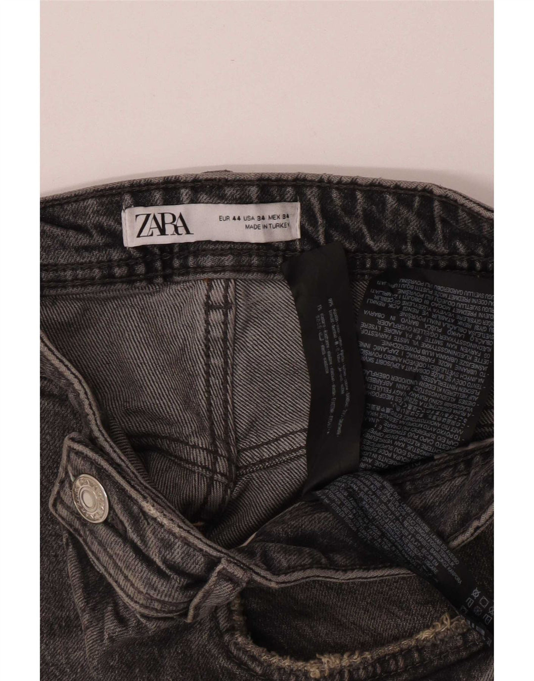 Zara Herren Distressed Straight Jeans EU 44 Large W34 L29 Graue Baumwolle