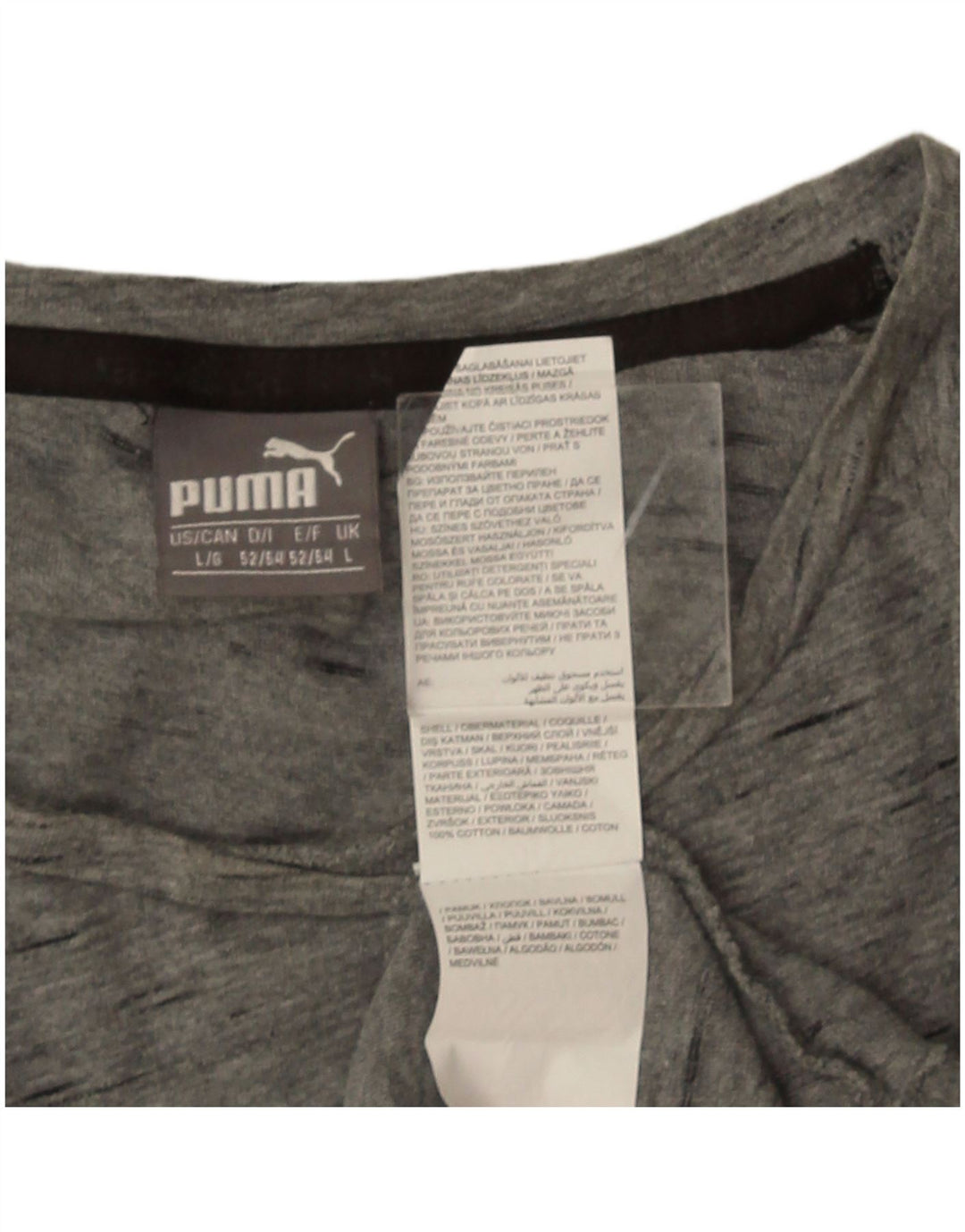 Puma Herren T-Shirt Top Large Grau meliert Baumwolle