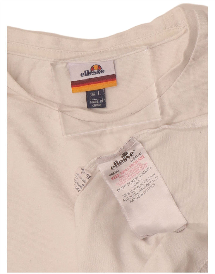 ELLESSE Herren-T-Shirt mit Grafik, Größe L, aus weißer Baumwolle