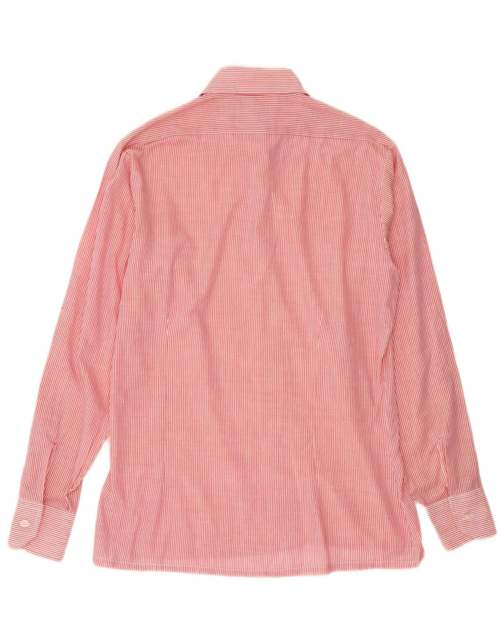 Imperial Herrenhemd Größe 39 15 1/2 Mittelrotes Nadelstreifen-Polyester