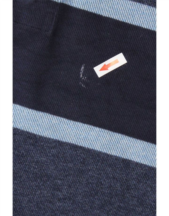 Marks & Spencer Herren-Langarm-Rugby-Poloshirt, mittelmarineblau gestreift