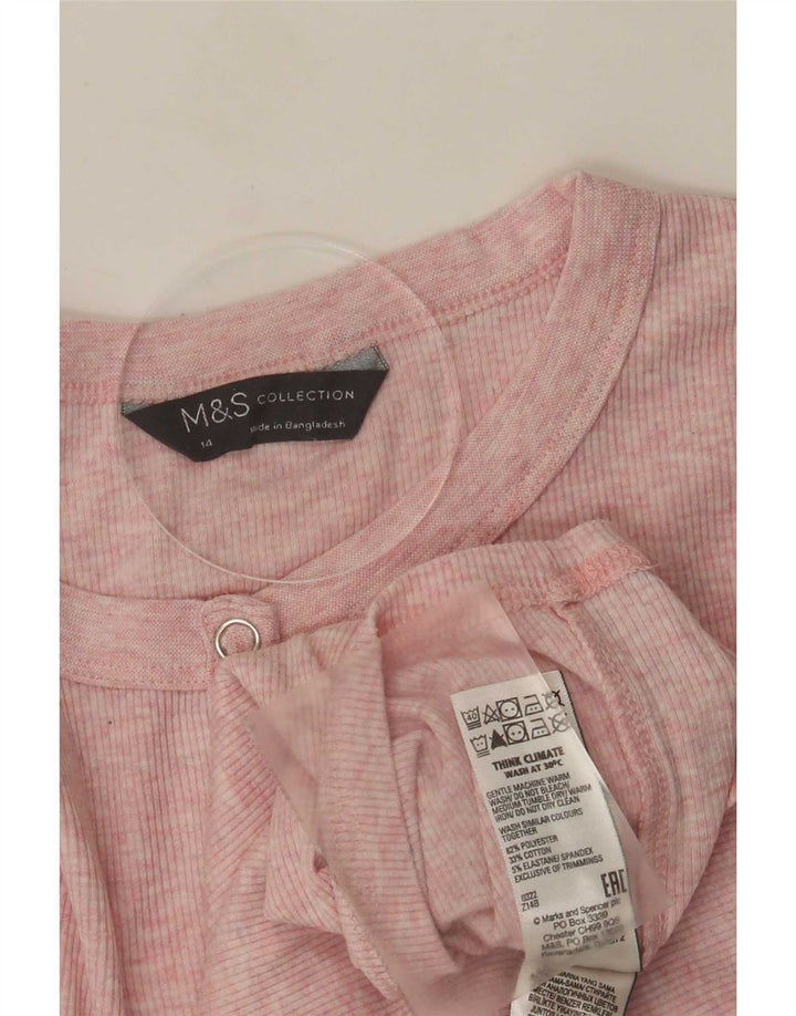 Marks & Spencer Damen Top Langarm UK 14 Mittelrosa Polyester