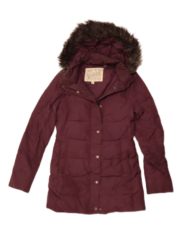 Jack Wills Gepolsterte, wattierte Jacke für Damen, UK 8, Größe S, Burgunderrot, Polyester