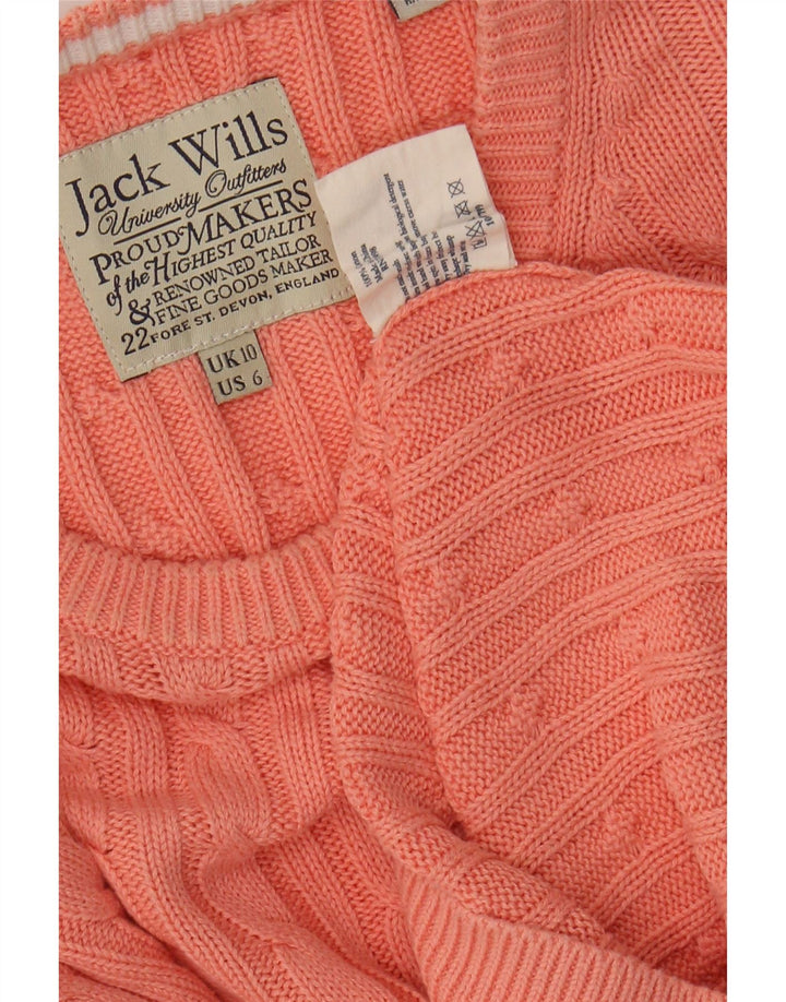 JACK WILLS Damen Crop Crew Neck Pullover Pullover UK 10 Small Rosa Baumwolle