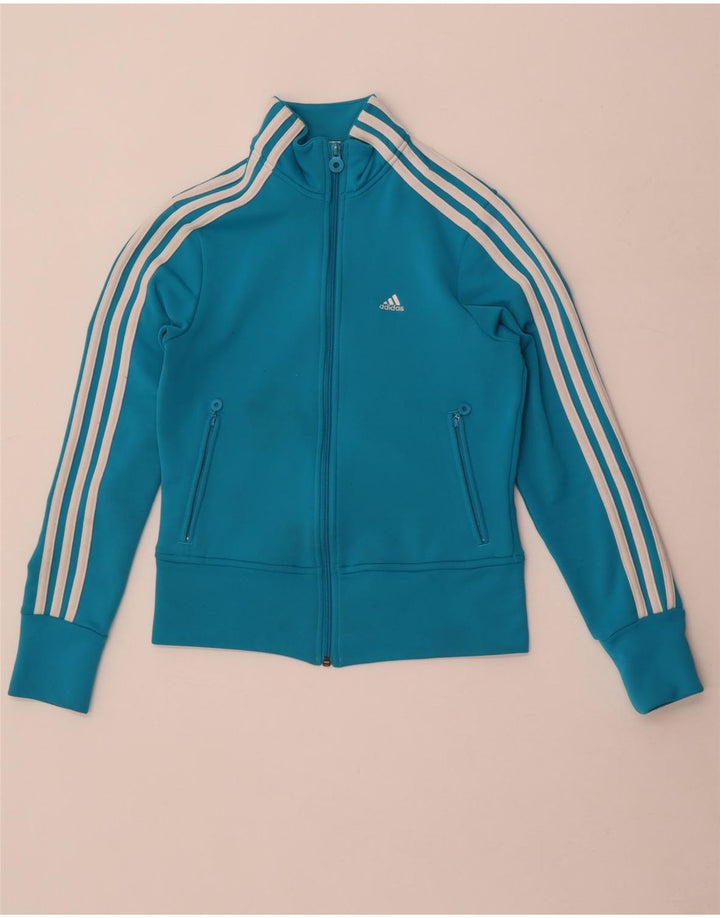 Adidas Damen Trainingsanzug Top Jacke UK 8 Small Blau Polyester