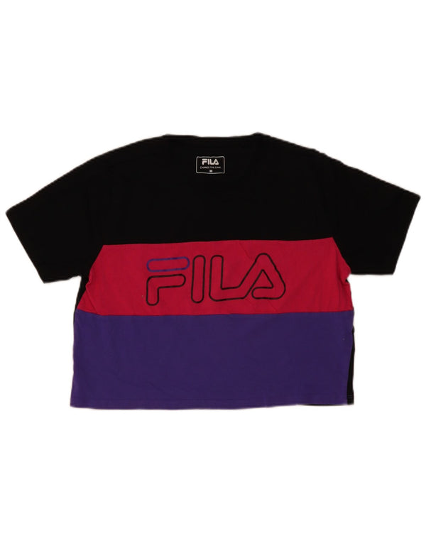 Fila Damen Crop Graphic T-Shirt Top UK 14 Medium Mehrfarbig Colourblock