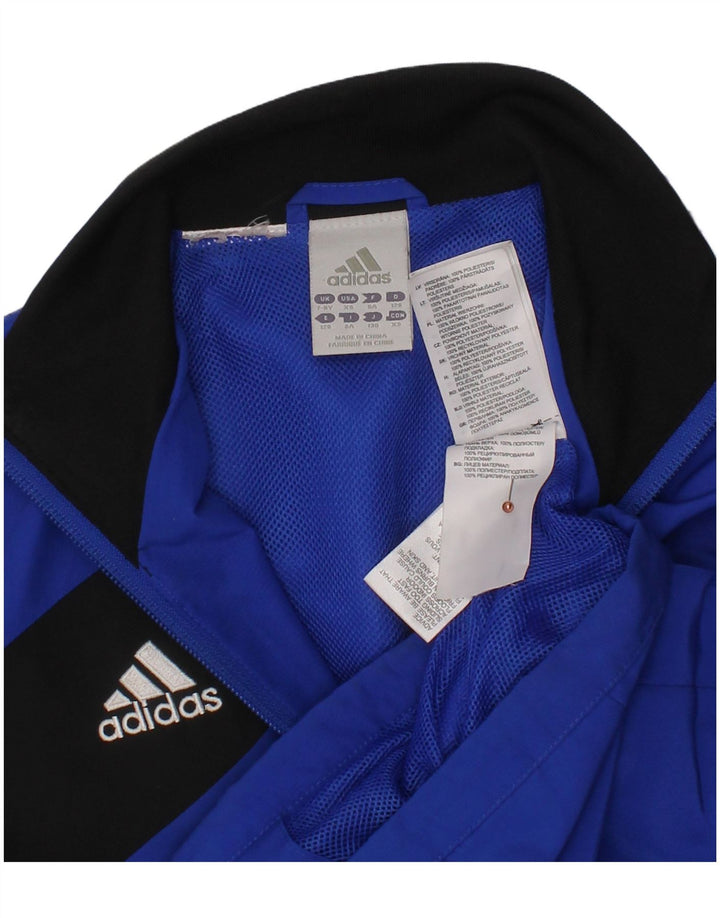 ADIDAS Jungen-Trainingsanzug-Top-Jacke, 7–8 Jahre, blaues Farbblock-Polyester