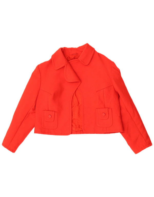 Vintage Damen Bolero Jacke UK 14 Mittelrote Schurwolle