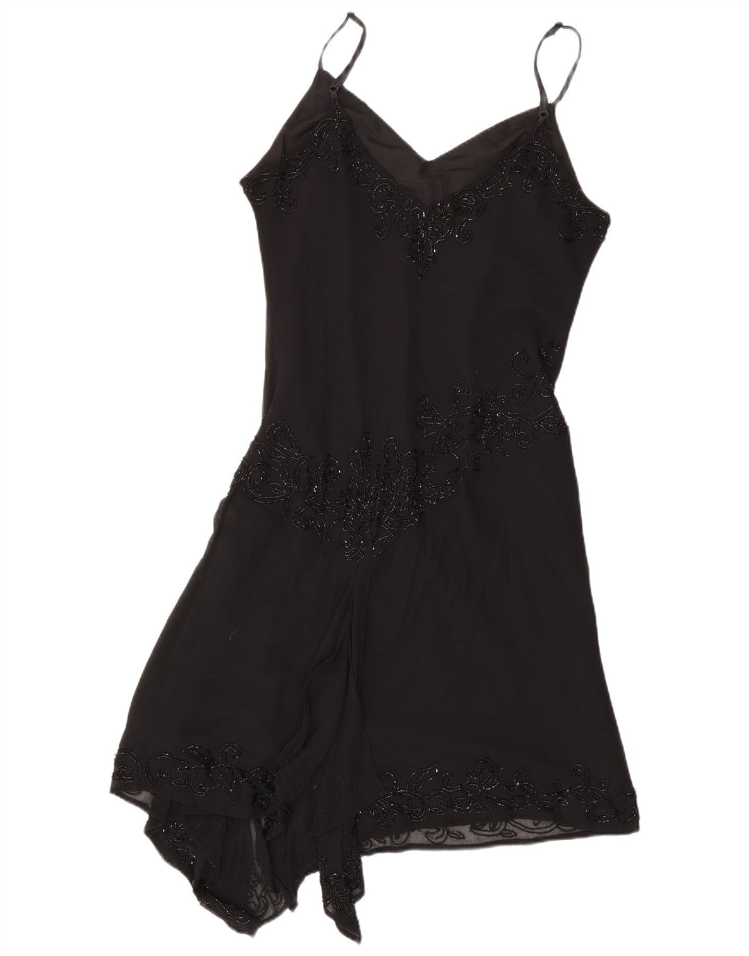 JMD Damen Asymmetrisches Slip-Kleid UK 12 Mittelschwarzes Polyester