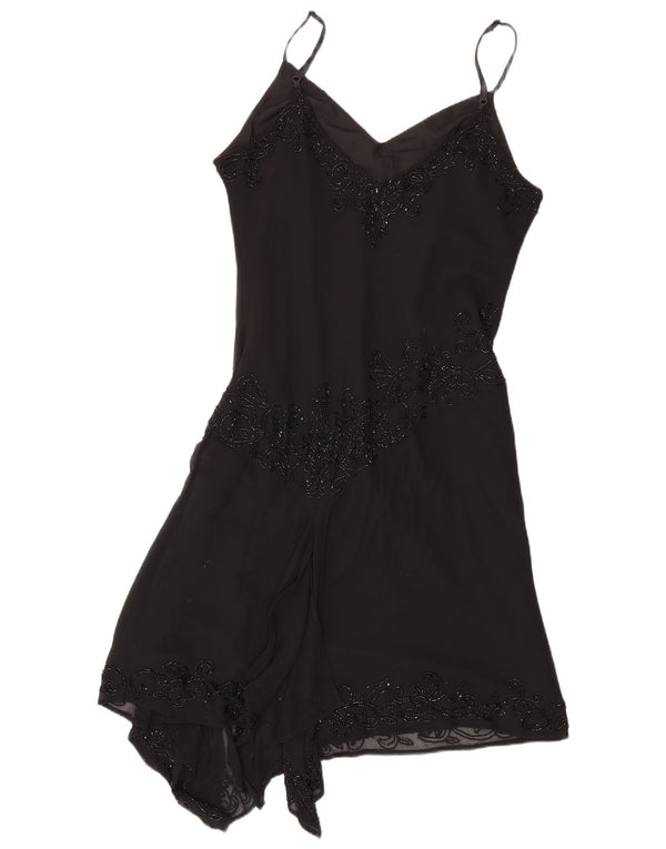 JMD Damen Asymmetrisches Slip-Kleid UK 12 Mittelschwarzes Polyester