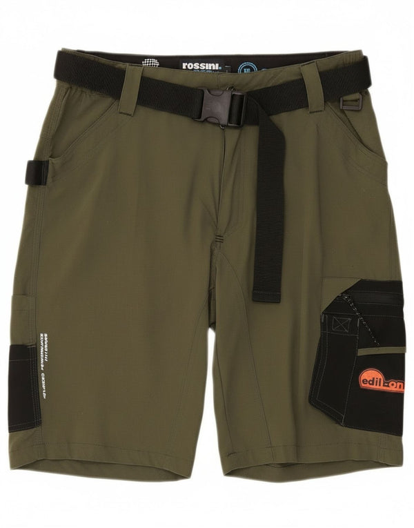 Vintage Herren Cargo-Shorts mit Grafik, Größe L, W34, Khaki, Farbblock