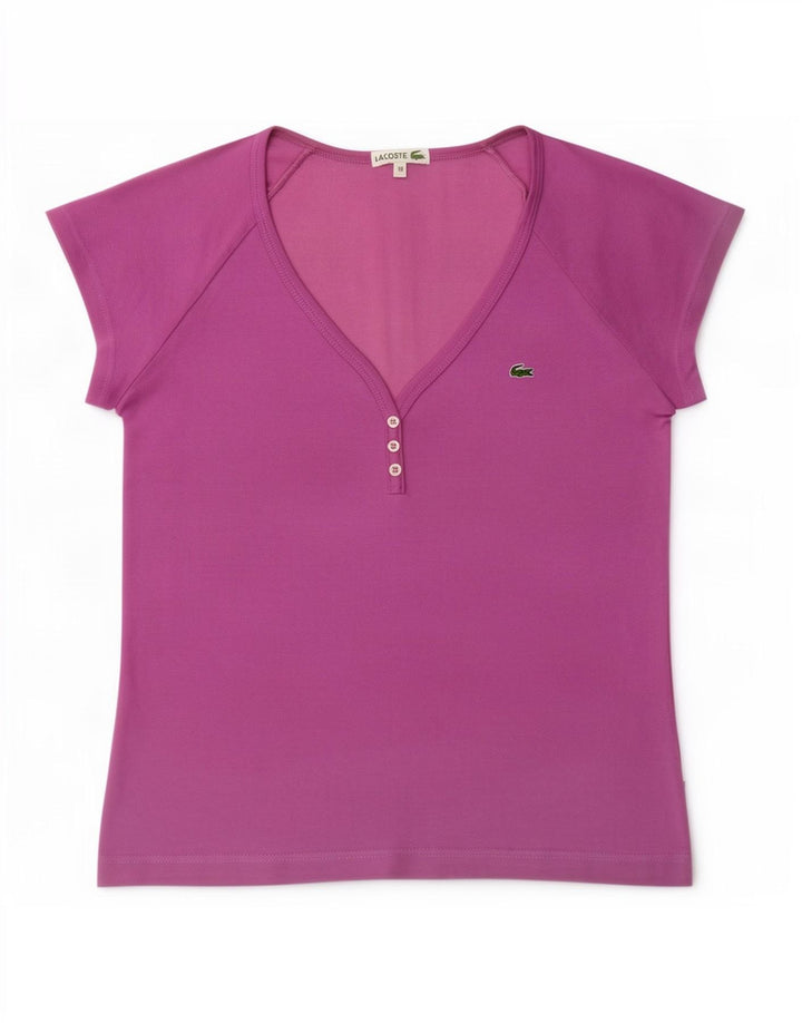 Lacoste Damen T-Shirt Top Größe 38 Medium Lila Baumwolle