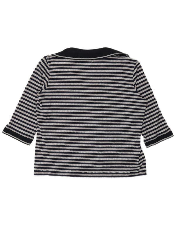 Marina Sport Damen Poloshirt mit 3/4-Ärmeln, UK 16, Größe L, Marineblau gestreift