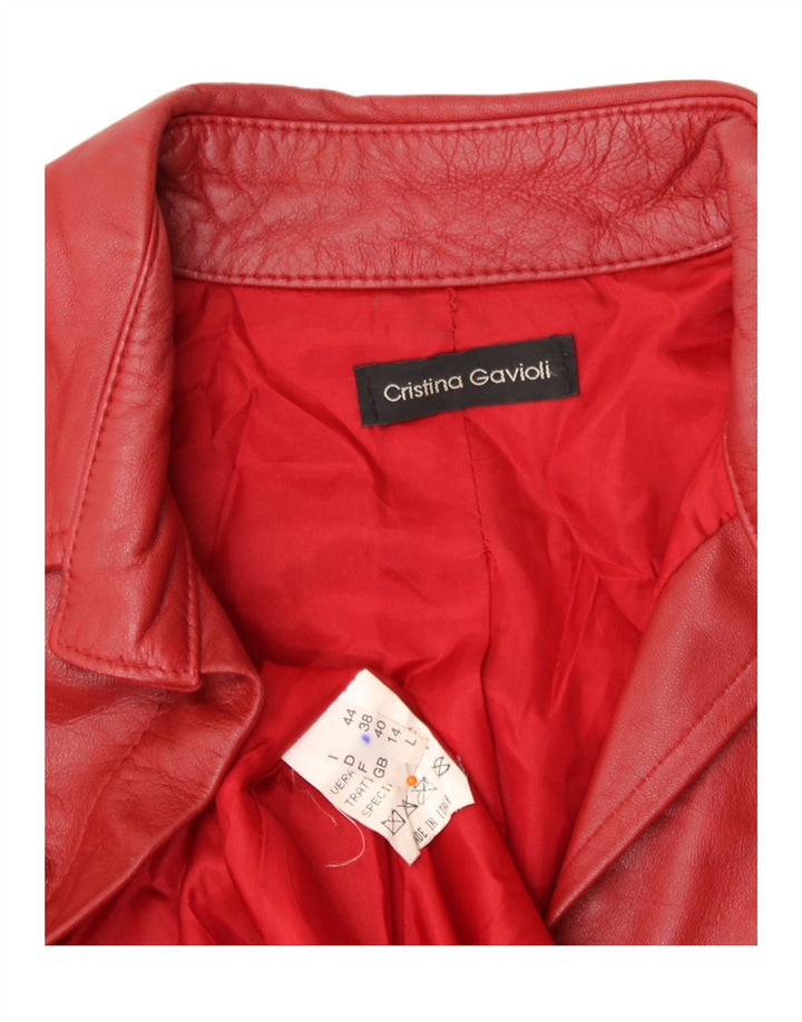 CRISTINA GAVIOLI Womens Leather Jacket UK 14 Medium Red Leather Vintage Cristina Gavioli and Second-Hand Cristina Gavioli from Messina Hembry 