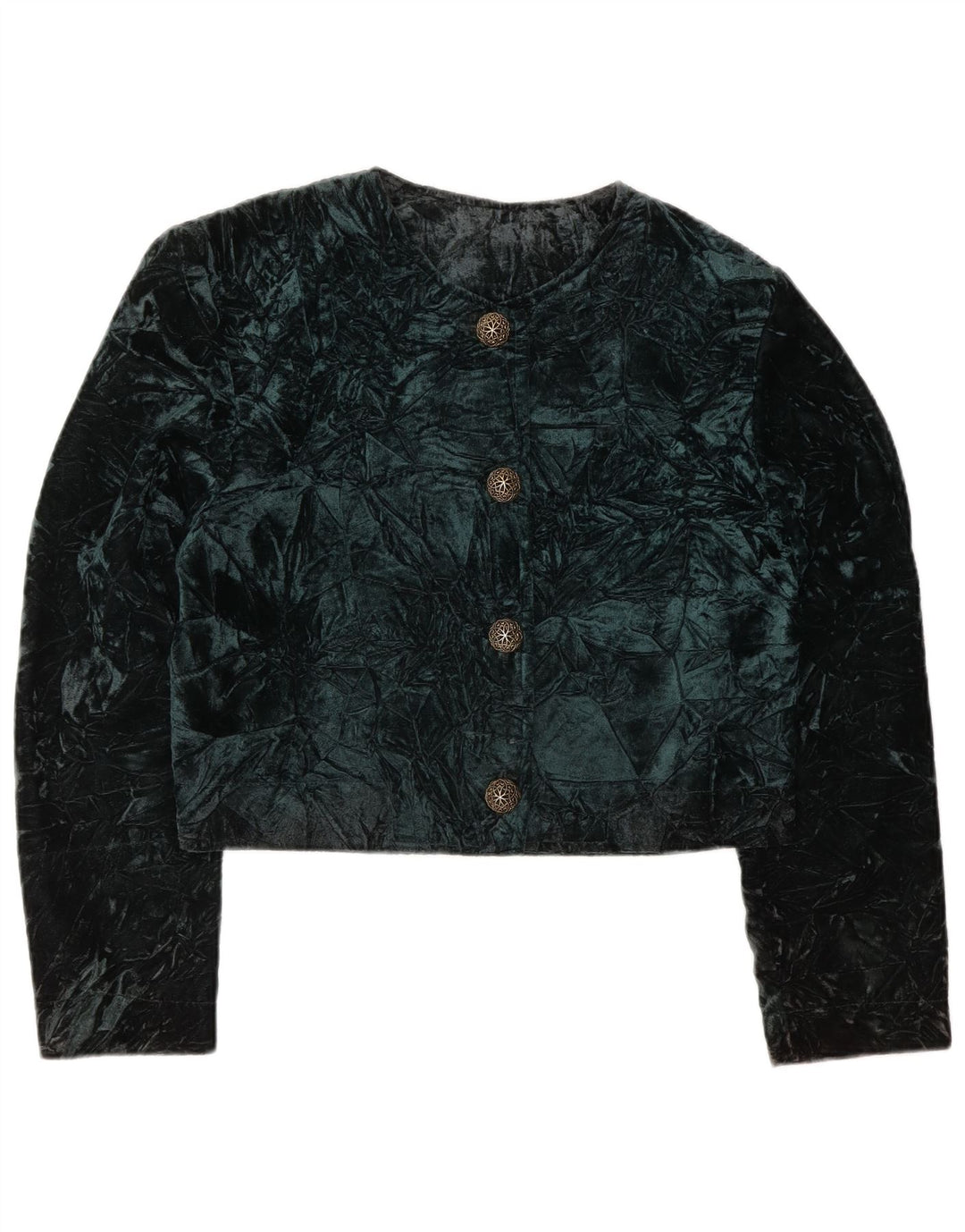 Vintage Damen Samt Bolero Jacke UK 14 Mittelgrün