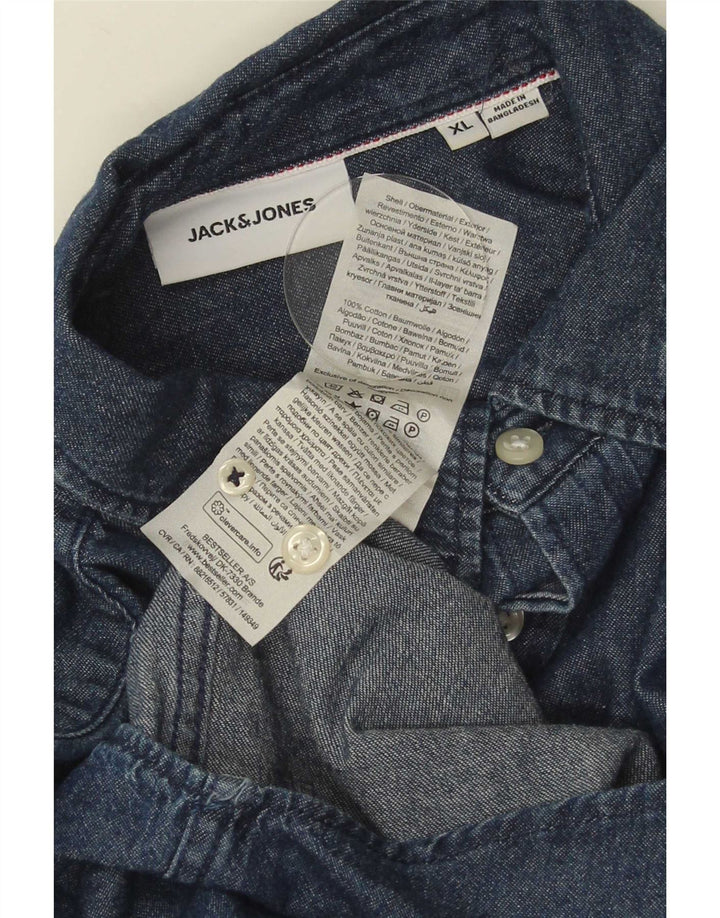 Jack & Jones Herren Jeanshemd XL Marineblau Baumwolle