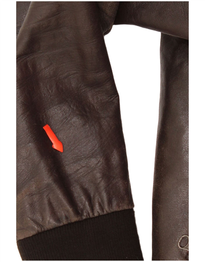 On Spirit Herren Bomber-Lederjacke IT 48 Mittelbraunes Leder