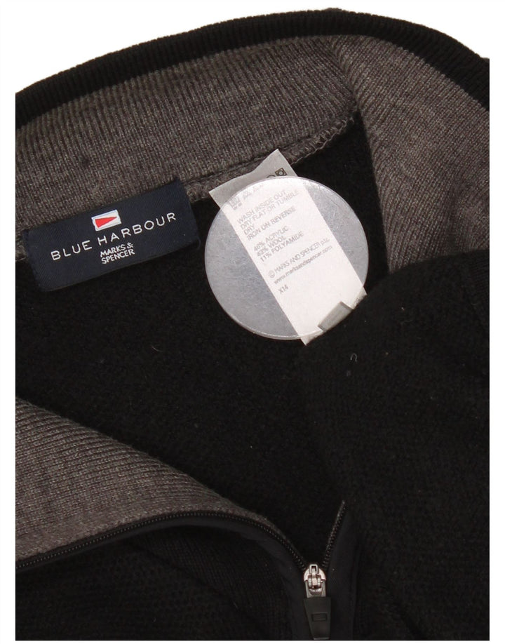 MARKS & SPENCER Herren Blauer Harbor-Pullover mit Reißverschluss, XL, schwarzes Acryl