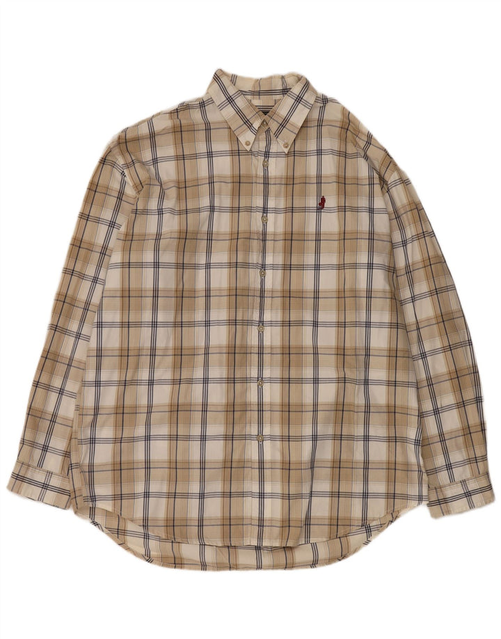 Marlboro Classics Herrenhemd 2XL Beige kariert Baumwolle