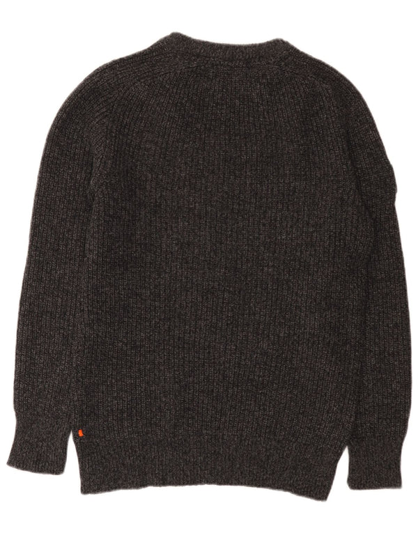 Superdry Herren-Pullover mit U-Boot-Ausschnitt, große graue Wolle