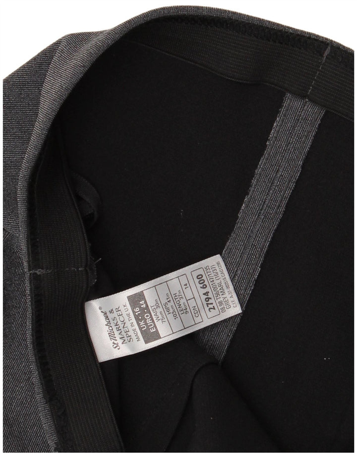 Marks & Spencer Damen Midirock UK 16 Large W32 Graues Nylon