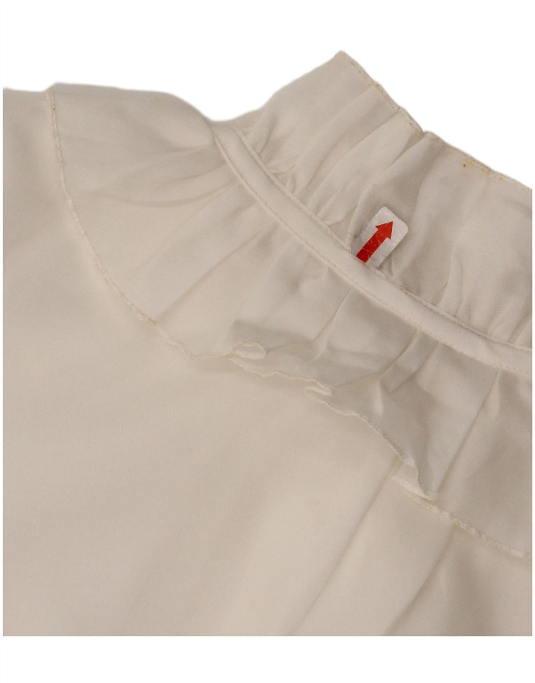 VINTAGE Damen Hemdbluse mit Rüschen vorne, UK 16, Groß, Weiß