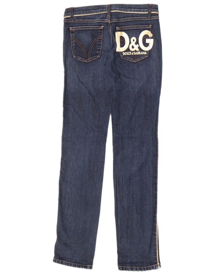 Dolce & Gabbana Damen Graphic Slim Jeans IT 42 Medium W28 L34 Marineblau
