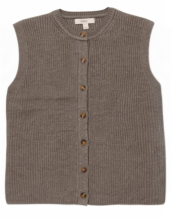 Marks & Spencer Damen-Cardigan, ärmellos, Gr. 10, Größe S, Grau
