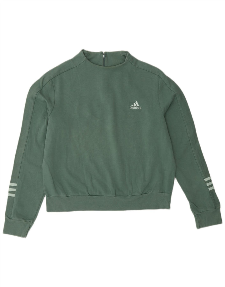 ADIDAS Damen Sweatshirt Pullover UK 16/18 Große grüne Baumwolle