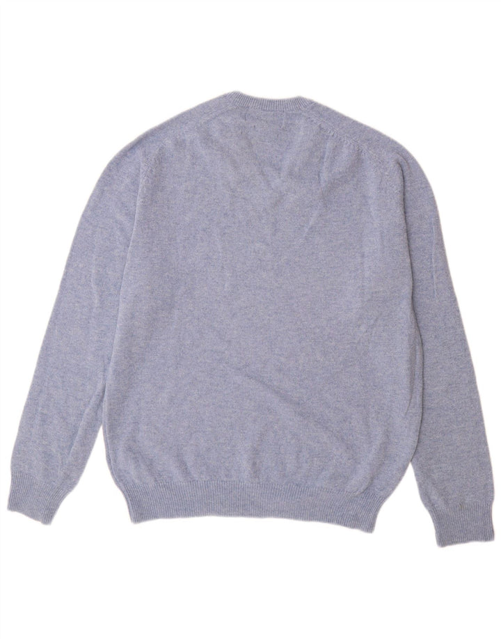 Marks & Spencer Herren-Pullover mit normaler Passform und V-Ausschnitt in Mittelblau