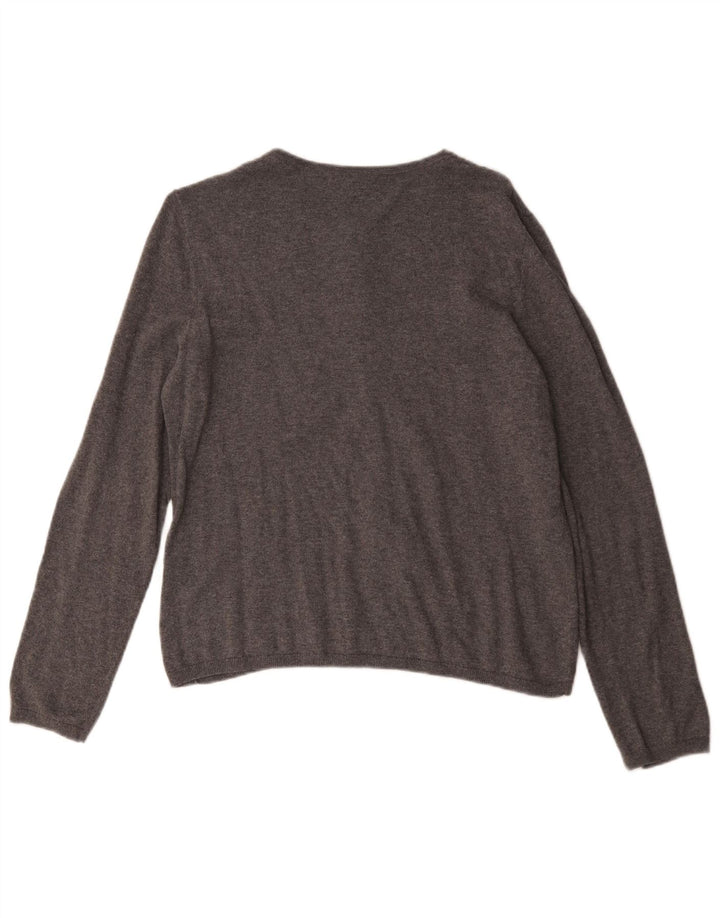 Laura Ashley Damen-Cardigan-Pullover UK 14 Mittelgraue Baumwolle