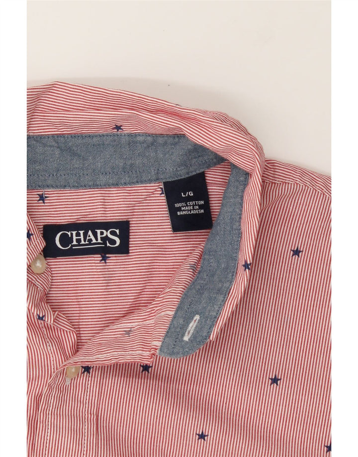 CHAPS Mens Short Sleeve Shirt Large Pink Striped Cotton Vintage Chaps and Second-Hand Chaps from Messina Hembry 