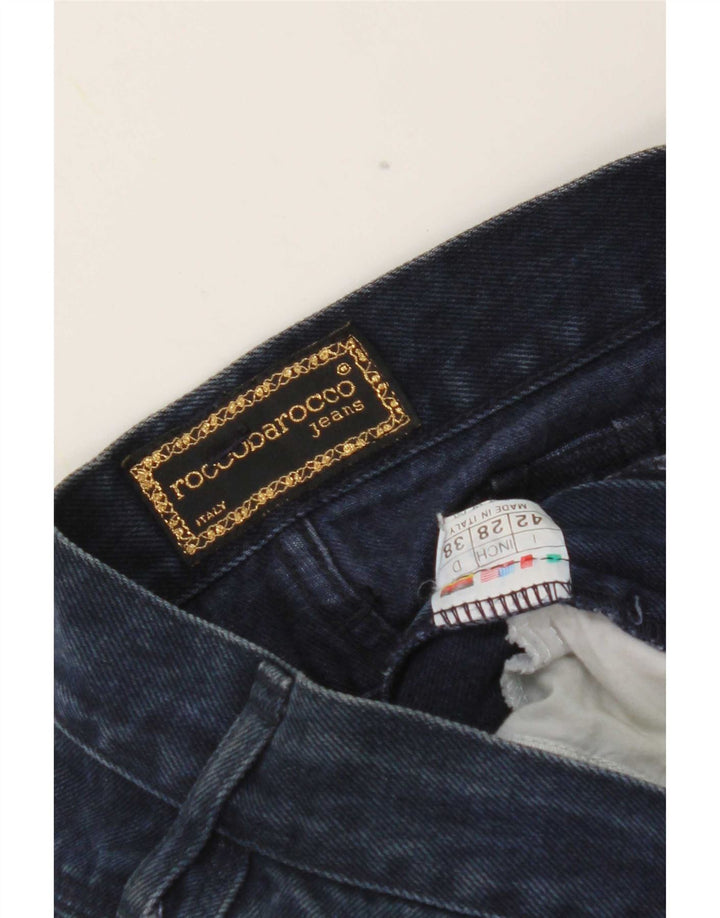 Roccobarocco Damen Crop Straight Jeans IT 42 Medium W28 L25 Marineblau