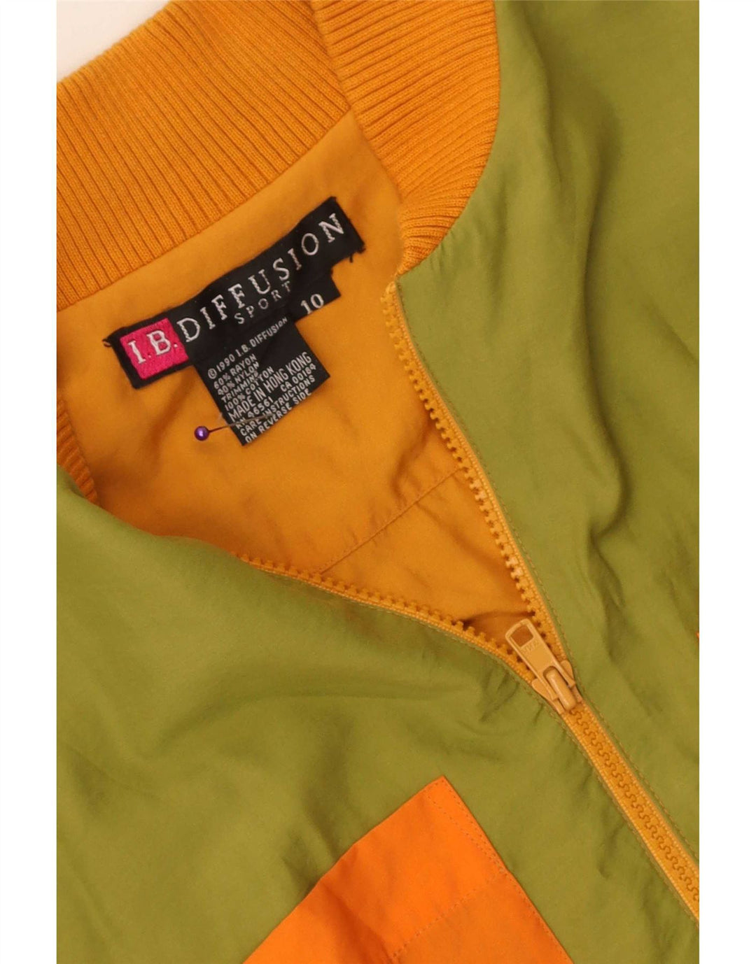 I.B Diffusion Damen Bomberjacke mit Grafik, US 10, Größe L, Grün, Farbblock