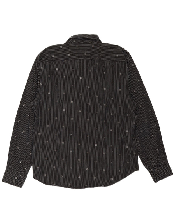 TOM TAILOR Herrenhemd XL Schwarz Nadelstreifen Baumwolle