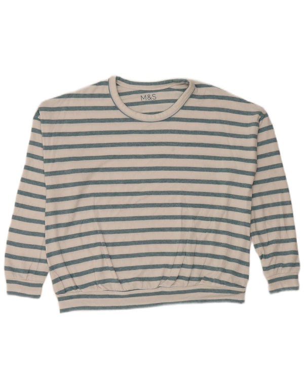 Marks & Spencer Mädchen-Pullover mit Rundhalsausschnitt, 11–12 Jahre, weiß gestreift