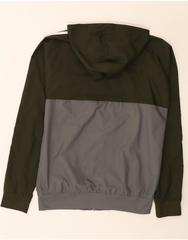Adidas Herren-Trainingsanzug mit Kapuze, Jacke, klein, grau, Farbblock-Polyester