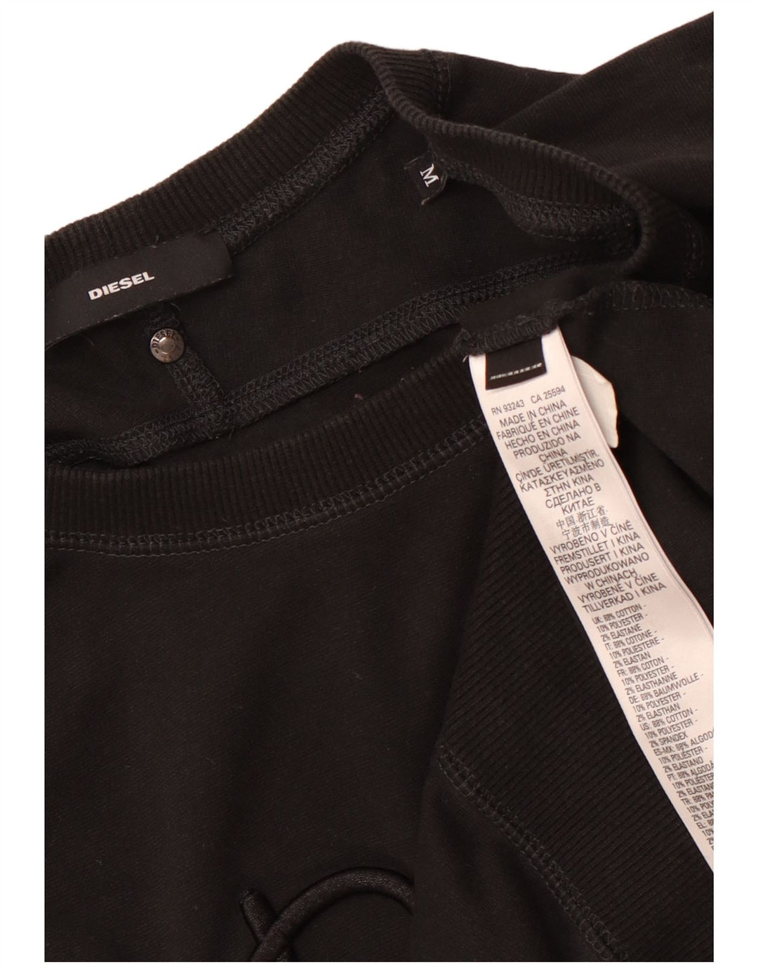 DIESEL Womens Graphic Loose Fit Sweatshirt Pullover UK 14 Medium Schwarz