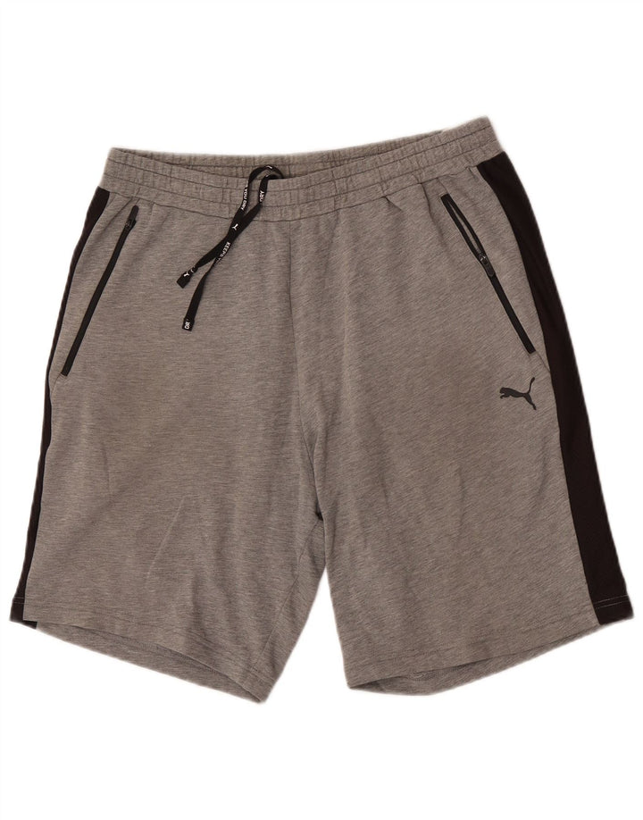 Puma Herren-Sportshorts, groß, graue Colourblock-Baumwolle