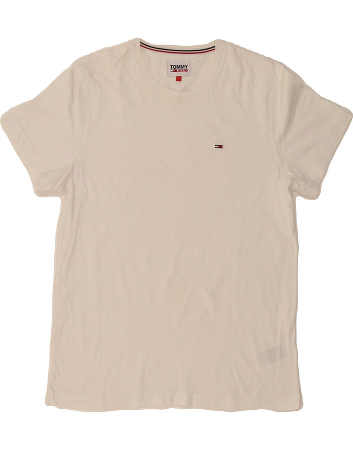 TOMMY HILFIGER Mens T-Shirt Top Small White Cotton Vintage Tommy Hilfiger and Second-Hand Tommy Hilfiger from Messina Hembry 